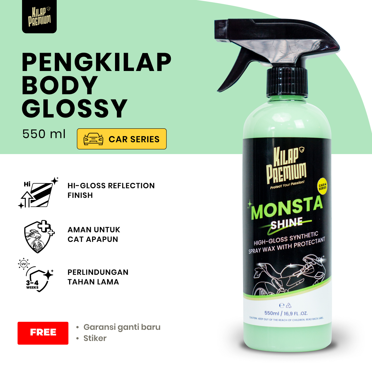 Monsta Shine Kilap Premium Pengkilap Body Motor Mobil Helm Glossy