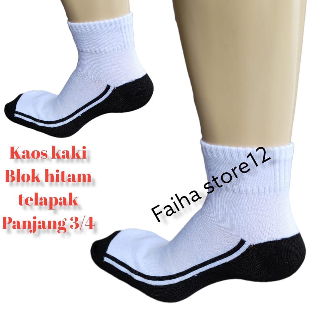 1 LUSIN 12 PASANG Kaos Kaki Hitam Putih Pendek Kaos Kaki 3 4 Kaos