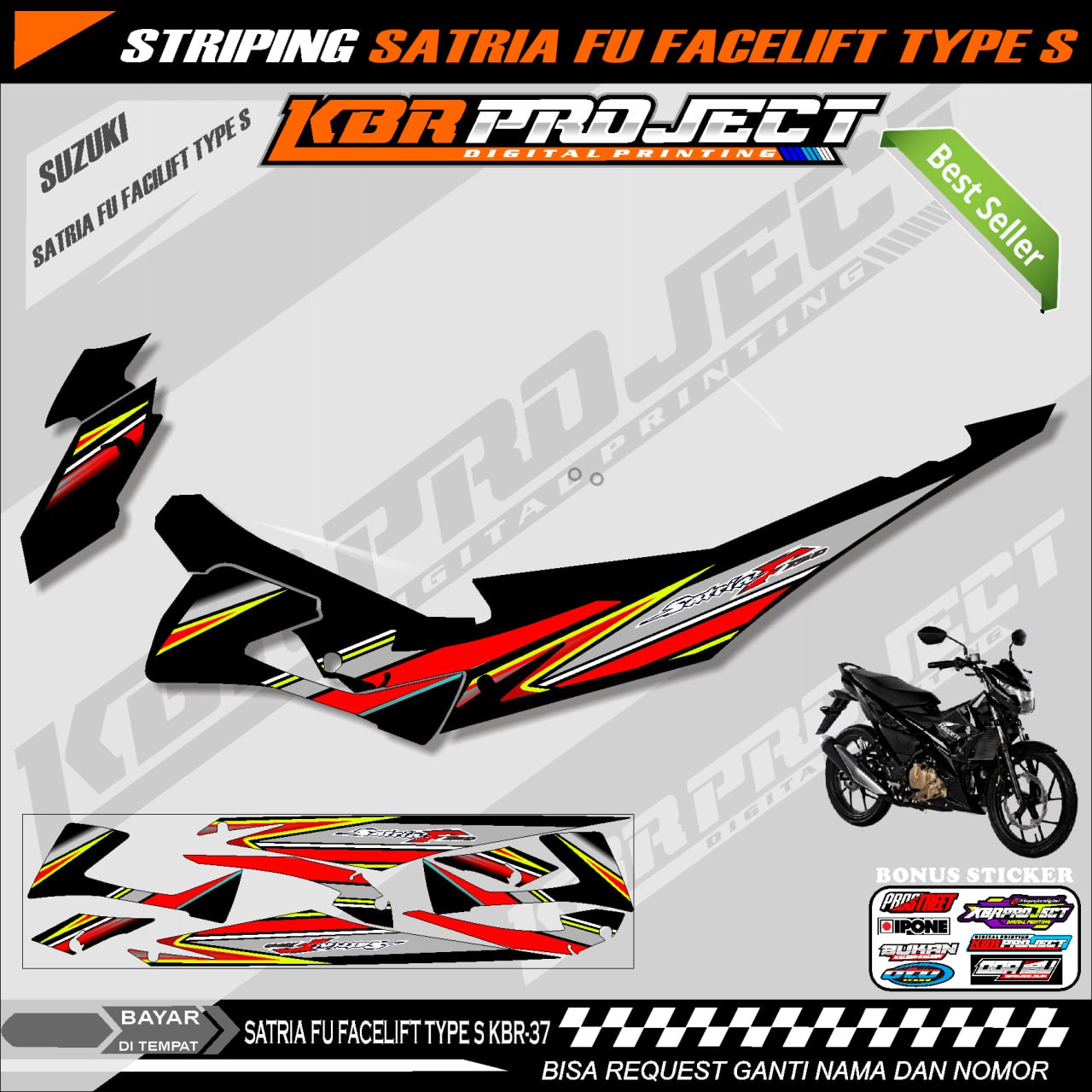 Satria Fu Facelift Type S Stiker Striping Premium Motor Premium Keren