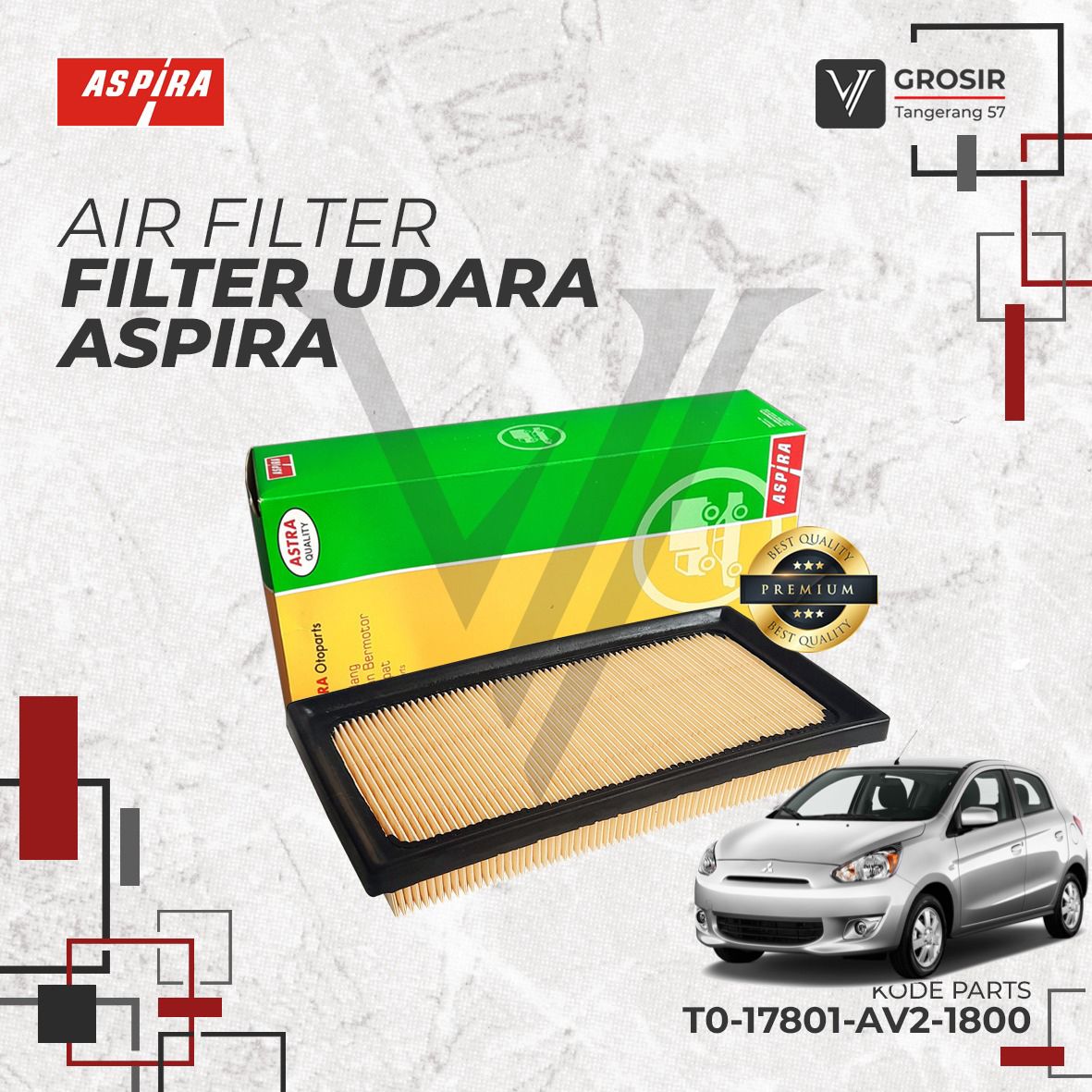 FILTER UDARA MITSUBISHI MIRAGE ASPIRA TO 17801 AV2 SARINGAN UDARA