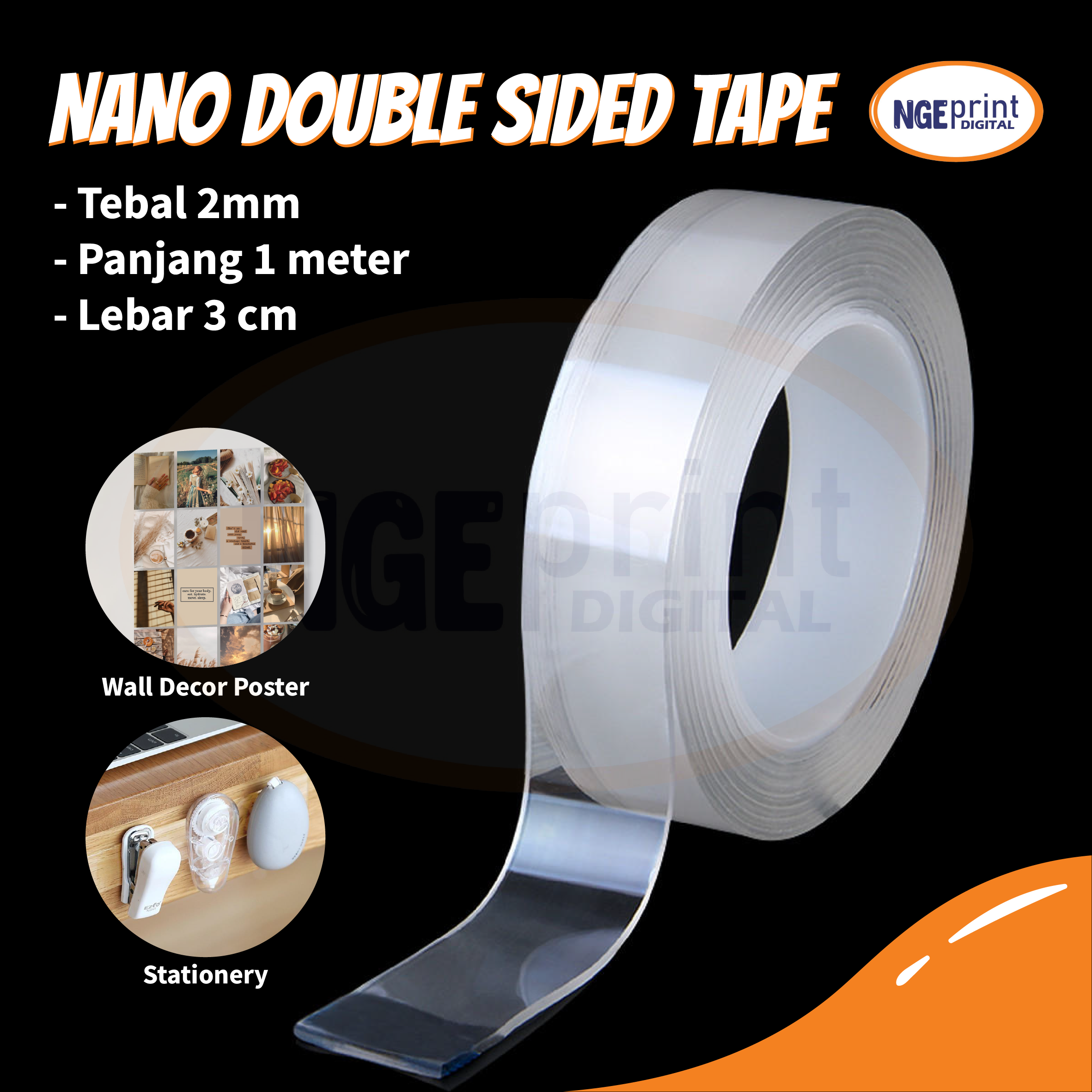 Nano Double Tape Bening Transparan Tebal Mm Panjang Meter Lazada