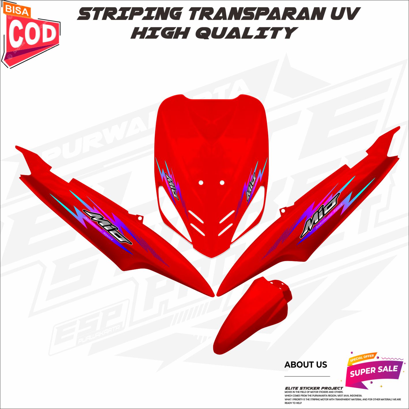 STRIPING VARIASI STICKER YAMAHA MIO SPORTY MIO SMILE BAHAN TRANSPARAN