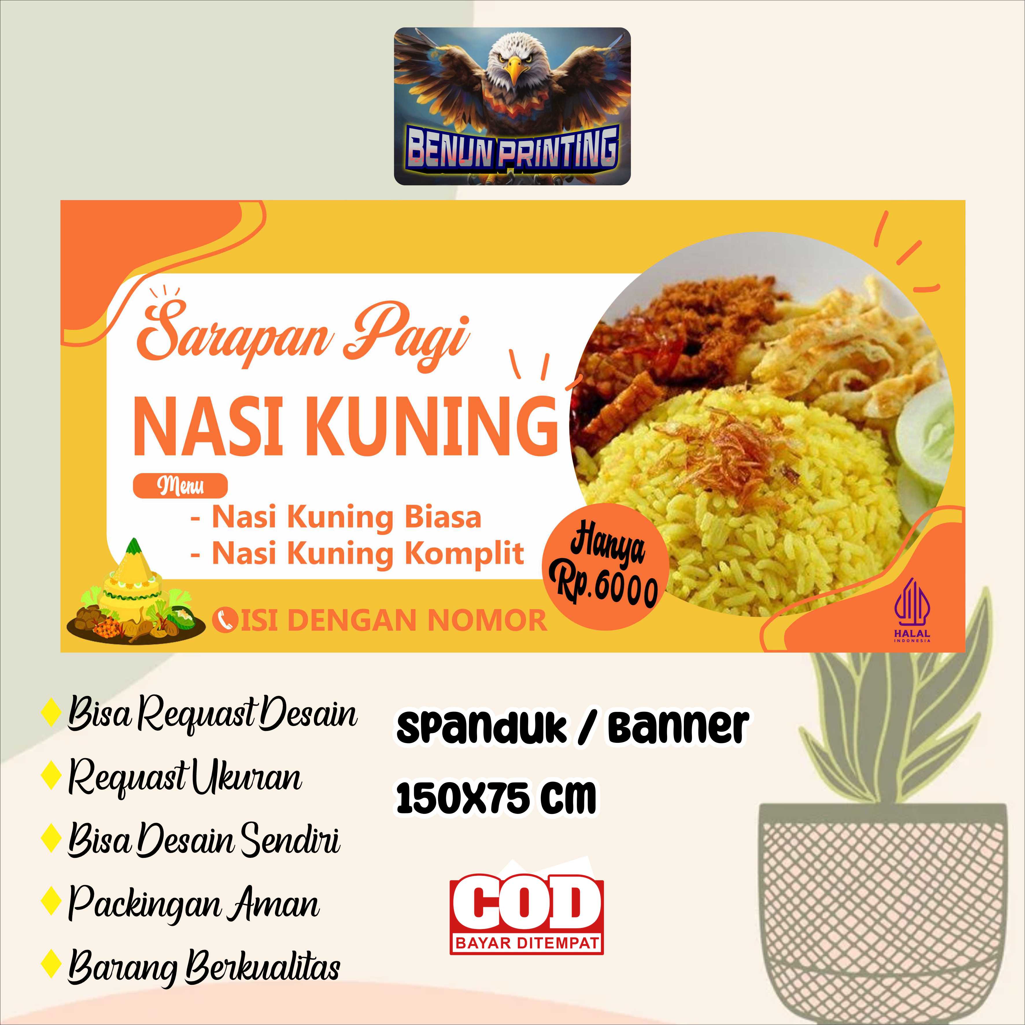 Spanduk 150x75 Nasi Kuning Bisa Requast Desain Lazada Indonesia