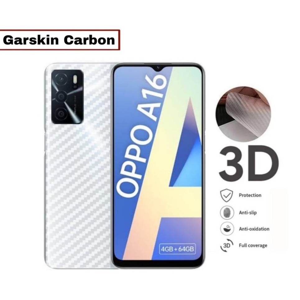 Oppo A15 Oppo A16 Garskin Carbon Stiker Skin Back 3D Anti Gores Anti