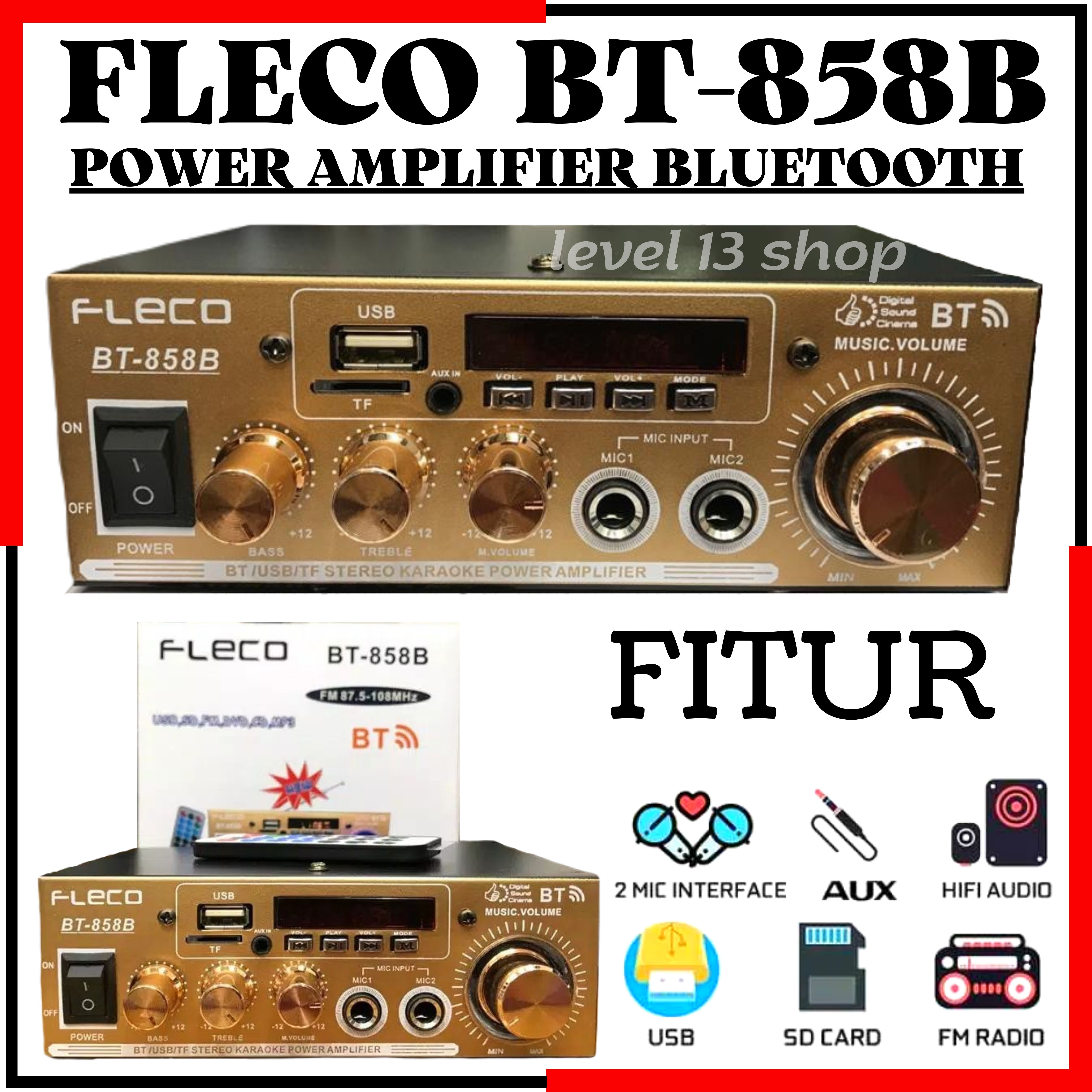 Power Amplifier FLECO BT 858 B Bluetooth Stereo Karaoke Mp3