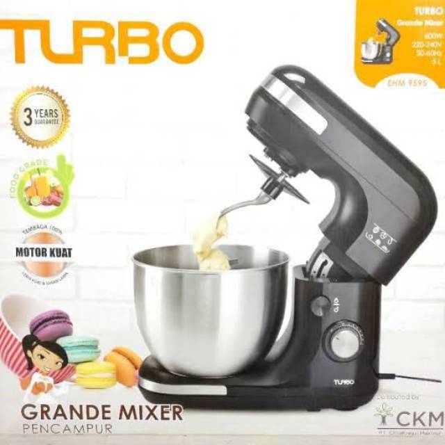 MIXER TURBO EHM 9595 GRANDE PENGADUK ADONAN TOKO ROTI KUE STAINLESS