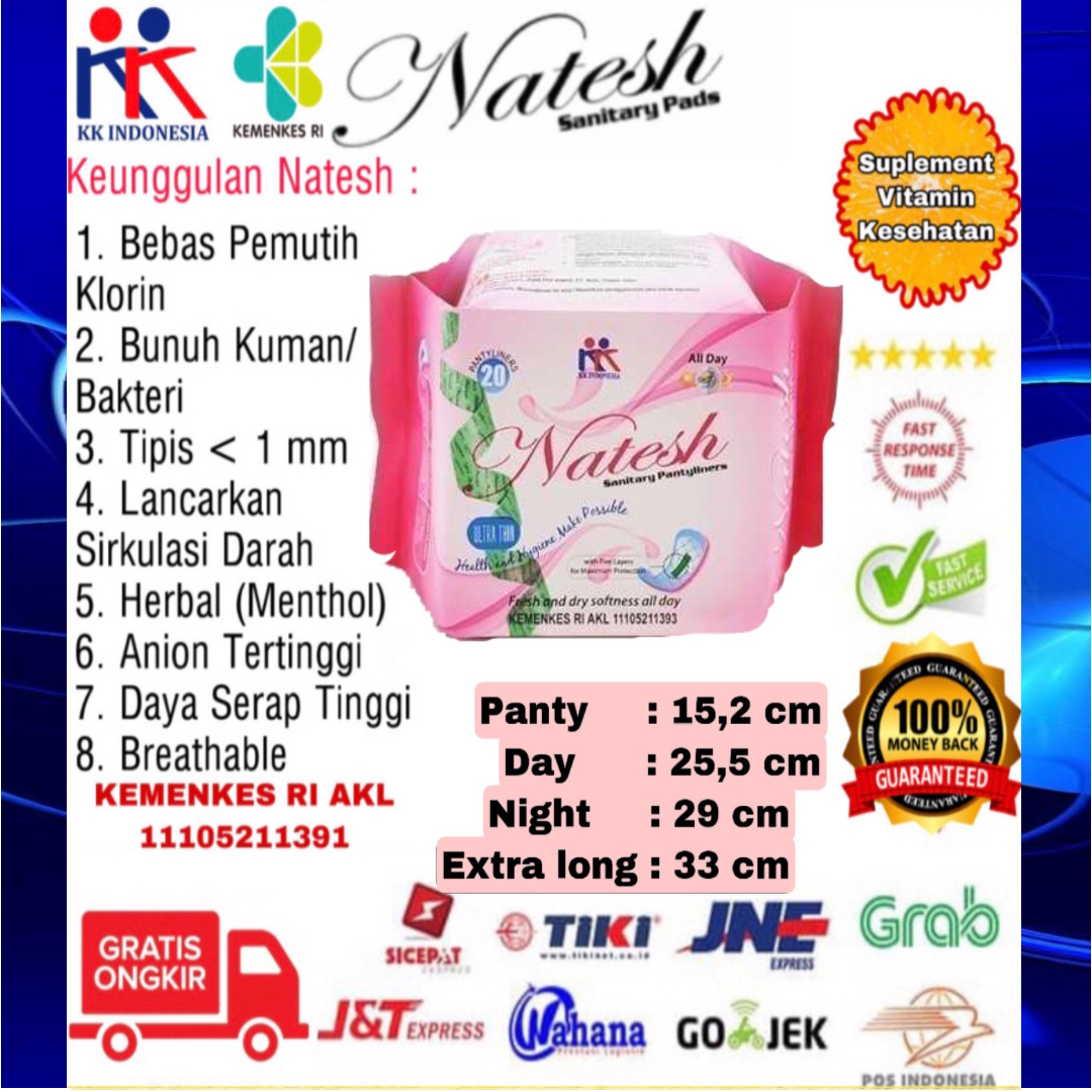 Natesh Pantyliner Pembalut Kesehatan Herbal 20 Pcs Lazada Indonesia