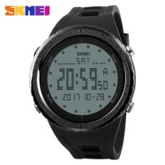 2017 Busana Pria Olahraga Watches Countdown Chrono Double Time EL Lampu Digital Jam Tangan 50 M Tahan Air SKMEI Watch 1246 -hitam-Intl