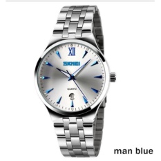 2017 SKMEI Merek Jam Tangan Pria Kuarsa Bisnis Fashion Casual Watchfull Steel Tanggal Women Kekasih Beberapa 30 M Tahan Air Stainless SteelStrap Watch-Intl