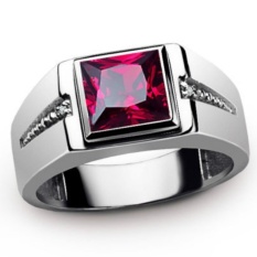 2.6ct Baru Fashion Perhiasan RUBY/ZIRCON BATU 18KT Emas PUTIH Disepuh Wedding Ring Hadiah Ukuran 7 untuk 15 # GR2188-Intl