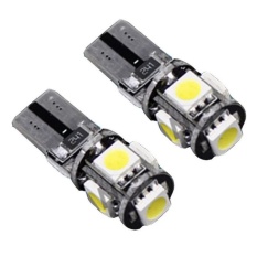 2X CANBUS T10 194 168 W5W 5050 5 LED SMD Putih Sisi Mobil Lampu Bohlam Lampu Baji-Intl