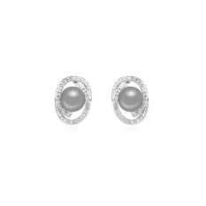 85593Qs Columbus Couple Austria Pearl Earring Dark Gray - intl