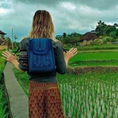 Asoe Aceh Souvenir Tas Ransel Kecil Bordiran Pintoe Aceh Biru Dongker Tas Ransel