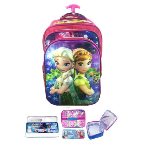 BGC 5 Dimensi Gambar Rubah Rubah Frozen Fever 4 Kantung Timbul IMPORT Tas Troley Anak Sekolah