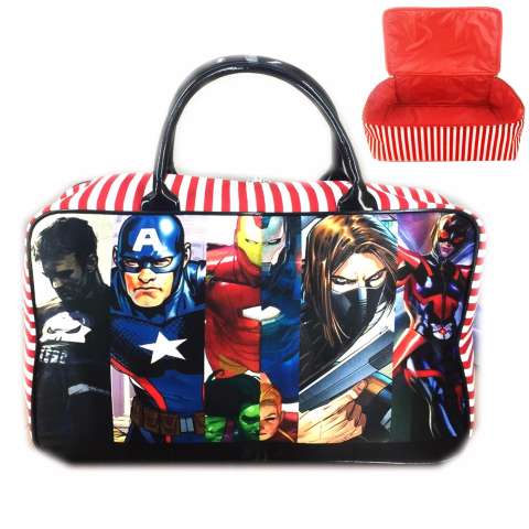 Jual Bgc Travel Bag Kanvas Avenger Cartoon Iron Man Vs Patriot Black Red Harga Rp 68.500
