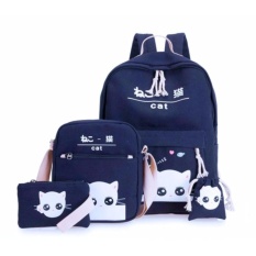 Bhl Tas Sekolah Anak 4in1 EYE CAT NAVY BLUE- / Tas Anak/Tas Wanita/tTas Pria/Tas Ransel