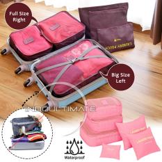 BIG SIZE WATERPROOF Travel Bag 6in1 Organizer 60-01/Organizer Space Koper 1 Set - Baby pink