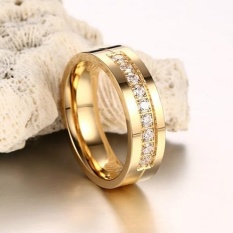 Bluelans 1Pc Fashion Titanium Steel Lover Ring Golden Plated Couple Ring for Men Women 11