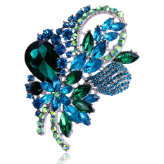 BolehDeals Elegant Diamante Flower Brooch Pins Party Jewelry Bridal
Bouquet DIY-Green