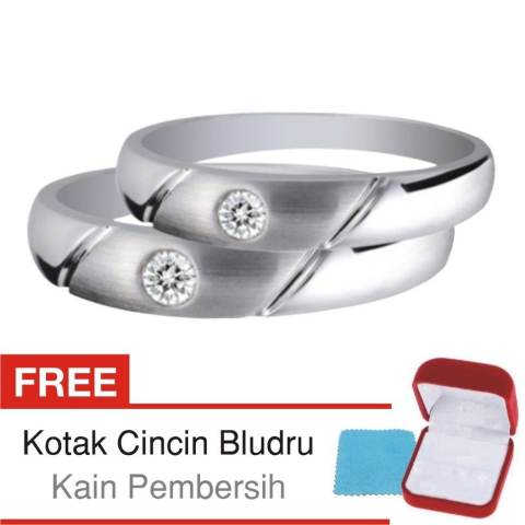 Cincin Tunangan Couple Perak Lapis Rhodium Doff A 12 Silver Exclusive