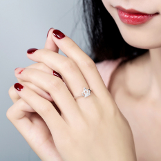 Crown S990 Sederhana Bertatah Berlian Bisa Digerakkan Perempuan Cincin Sterling Silver Cincin