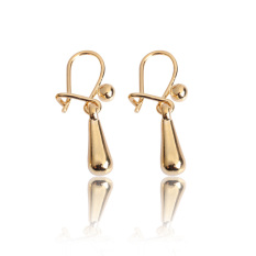 Elegan 18 K Emas Disepuh Air Drop Bead Bentuk Liontin Anting Wanita