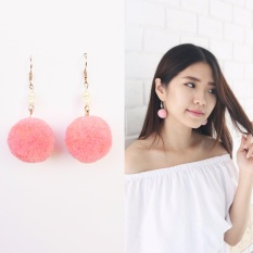 Esternal.co Elona Anting Drop Pom-pom Pink Fashion High Quality