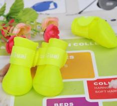 Fashion Hewan Peliharaan Tahan Air Boots Anjing Karet Warna-warni Hujan Sepatu (Kuning M)-Intl