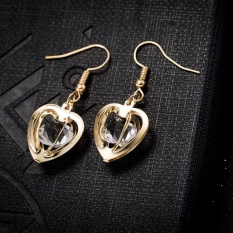 Fashion Wanita Kristal Solid Hook Rhinestone Alloy DROP Menjuntai Anting-Anting Perak Berlapis-Internasional