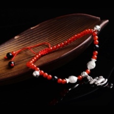 Hand made sterling silver agate qixing array of evil transit natal red string anklets female fashion foot chain