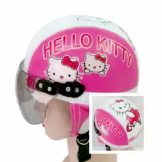Helm anak Retro Lucu motif Kucing lucu 1-5 thn - Pink/Putih