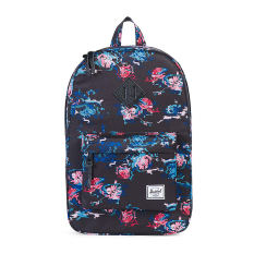 Herschel Heritage Mid-Volume Classic Backpack - Floral Blur-Black Pebbled Leather