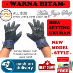 HOKI COD - Sarung Tangan Kulit Panjang Full Asli Garut Bahan Lembut + Batok Protektor - HITAM Premium + Gratis Pulpen Lilin Unik Serba Guna Hitam Pekat - 1 Pcs