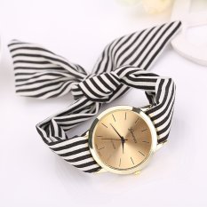Hot Sale Mode Kasual Kain Gelang Wanita Gaun Jam Tangan Hitam
