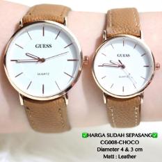 Jam Tangan Couple Guess Tali Kulit Leather Fossil Skmei Casio Seiko Dw
