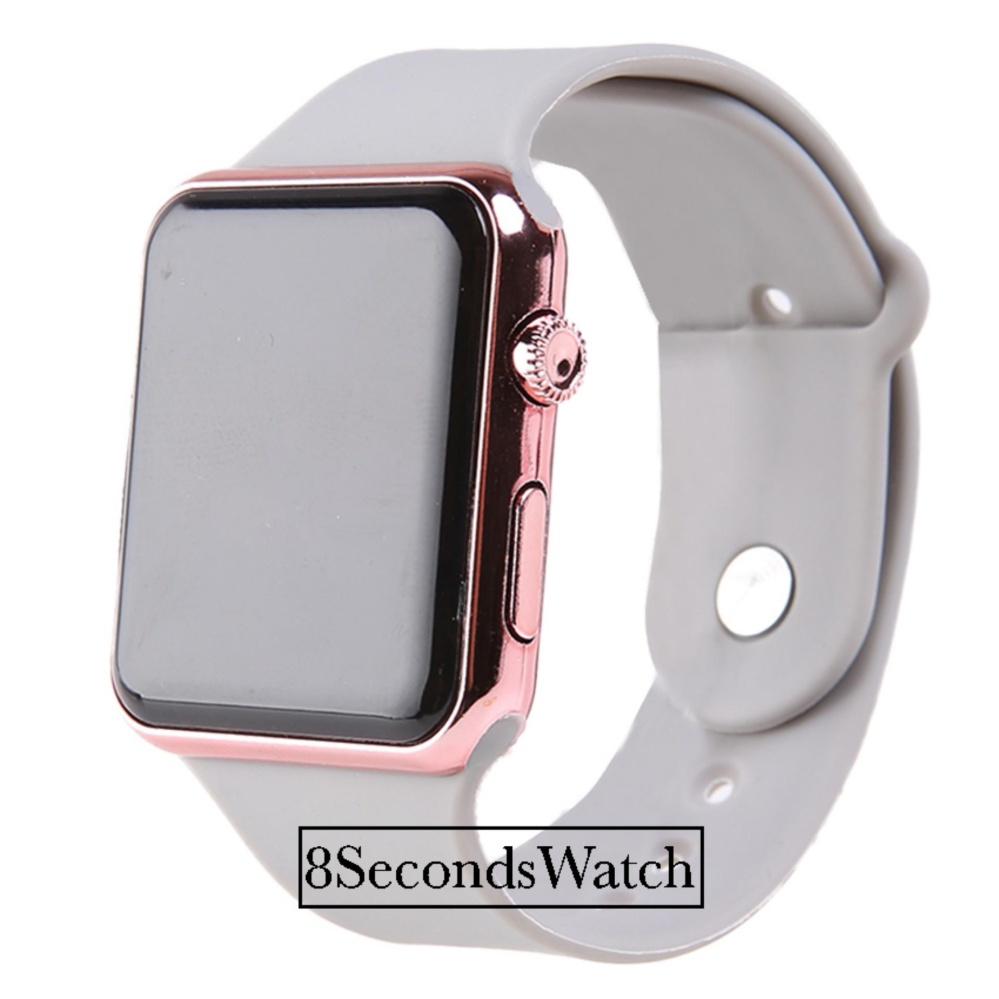 Jam Tangan LED - Jam Tangan Pria dan Wanita - Strap Karet - Apple_Grey (Steel)