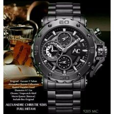 Jam Tangan Sport Formal Fashion Kasual Pria Cowok Model Terbaru Murah Keren Elegan Analog Crono Aktif Rantai Stainless Steel Alexandre Christie AC9205 Full Black