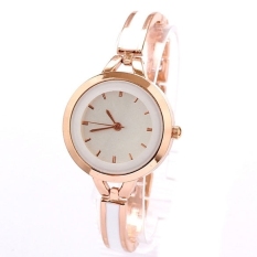 Jo. In Perempuan's Rose Gold Putih Tipis Band Dress Watches Gelang Berlian Imitasi Wrist Watch (Emas)