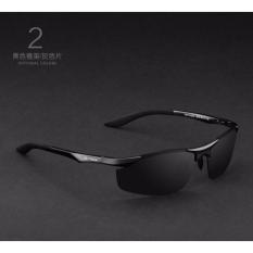 Kacamata Pria Hitam Alumunium Polarized 6529 UV 400 Gratis Pouch