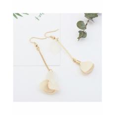 LRC Anting Elegant Beige Flower Pendant Decorated Tassel Design Color Matching Earrings