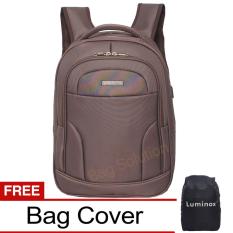 Luminox Tas Ransel Laptop Backpack built in USB Charger Up to 15 inch Anti Air - Tas Pria Tas Wanita 7726 - Coffee Bonus Cover Tas