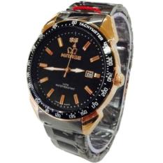 Mirage MG 05035 cbk Tanggal Jam Tangan Pria Stainless Steel (Hitam-Gold)