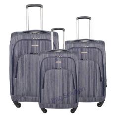 Navy Club Tas Koper Set Koper Softcase Resleting Anti Tusuk - 4 Roda Putar - Kunci TSA 3880 Size 20+24+28 Inch - Biru