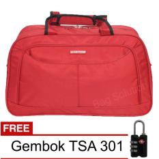 Navy Club travel bag - duffle bag Tas Pria Tas Wanita - Tas pakaian multi fungsi (Tas jinjing Dan Tas Selempang) 7052 L - Merah + Free Gembok TSA
