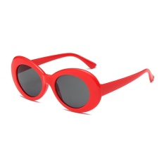 Baru Retro Kecil Kotak Sunglasses Pria And Wanita Tren Sunglasses-Red Box Lembar Abu-abu Hitam