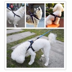 Tidak Menarik Padded Adjustable Dog Harness Vest Heavy Duty Denim Pet Tali Tuntun Set untuk Besar/Medium/Kecil/Anjing Kucing Biru M-Intl