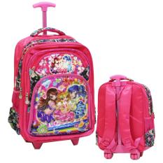 Onlan Aikatsu 5D Timbul Hologram Tas Trolley SD Ukuran 4 Kantung Besar Import - Pink