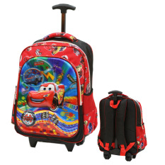 Onlan Cars MCQueen 5D Timbul Anti Gores Tas Trolley Anak Sekolah Ukuran SD Import - Merah
