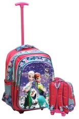 Onlan Disney Frozen Fever Salju 5D Timbul Hologram Tas Trolley SD Ukuran 4 Kantung Besar Import - Pink