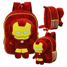 Onlan Iron Man Tas Ransel Boneka Anak Ukuran Play Group Bahan Yelvo Lembut dan Halus - Merah Maron